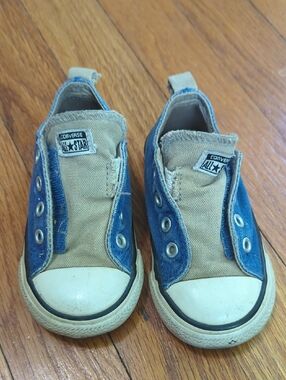 Converse Kids Canvas Slip-On Sneakers in Blue and Grey